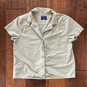 Organic cotton and hemp sage green button up camp shirt sz Large